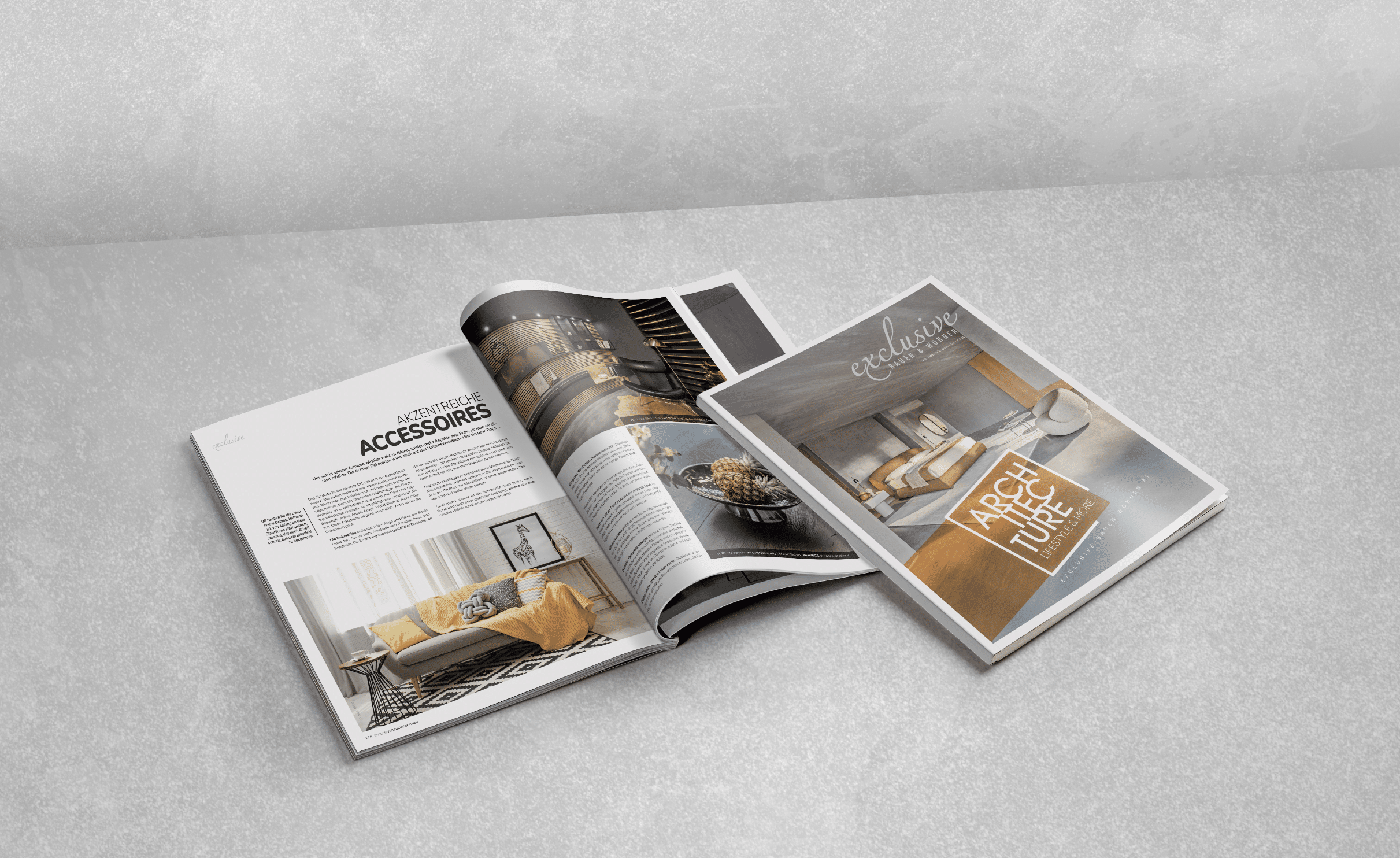 Foto Mockup Magazin exclusive Bauen & Wohnen, Ausgabe 2025/01.